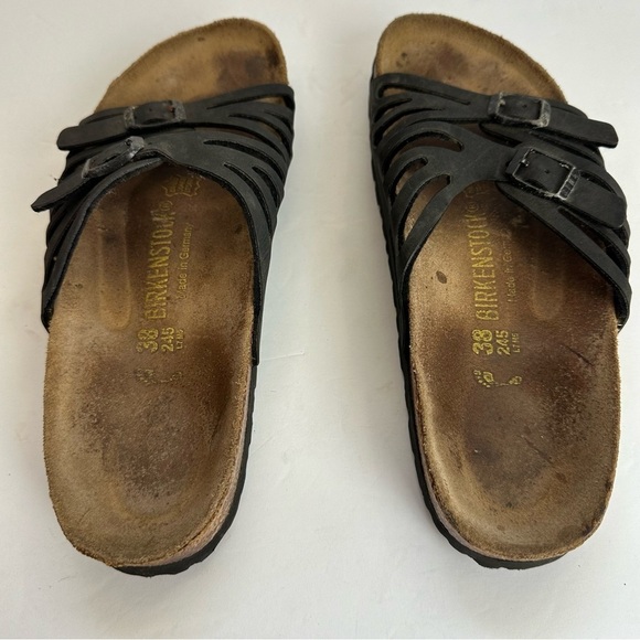 Birkenstock Granada Sandals Women's Size 7 Shoes Black Leather Open Toe Buckle - Picture 3 of 9